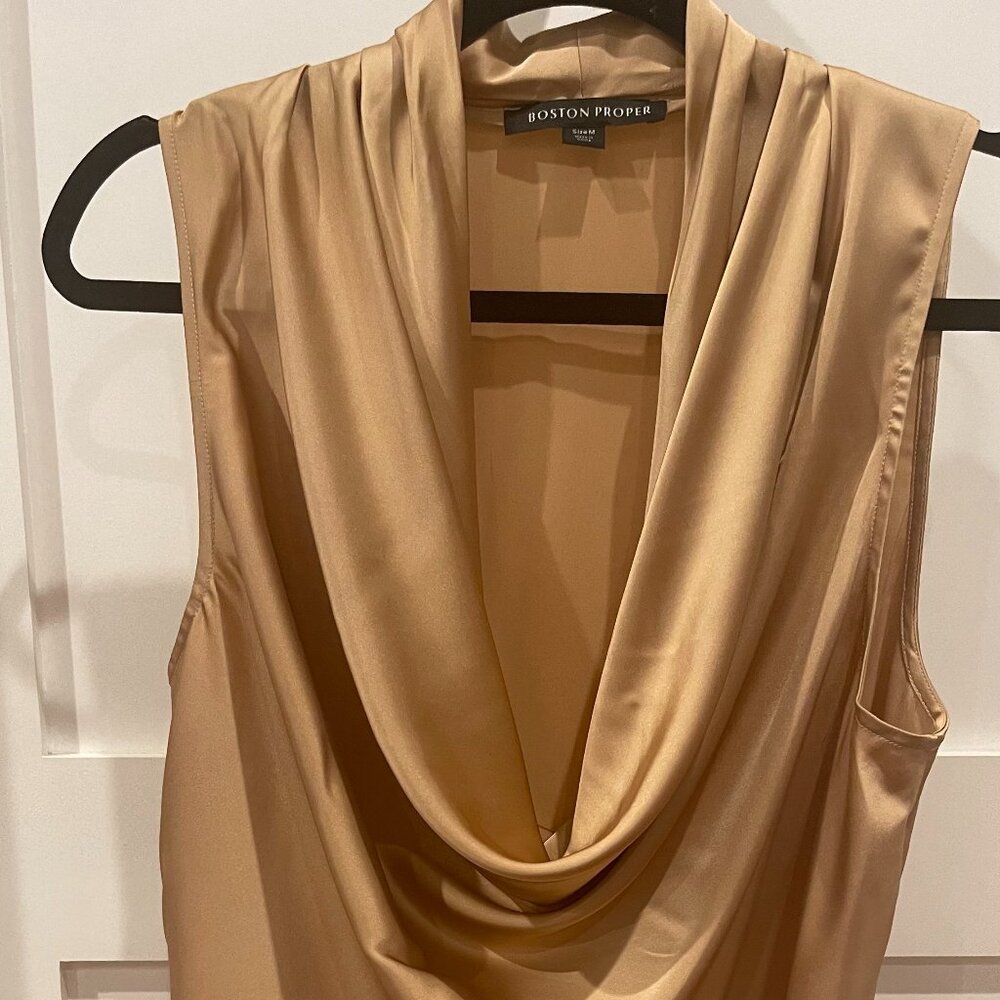 Cowl-Neck Charmeuse Blouse - CHAMPAGNE GOLD